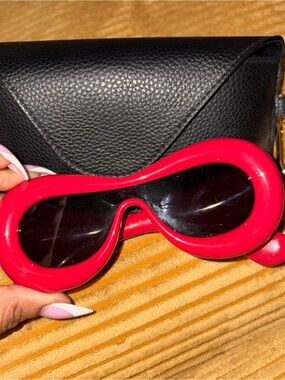 Loewe Red Sculptural Frame Sunglasses with Black Lenses